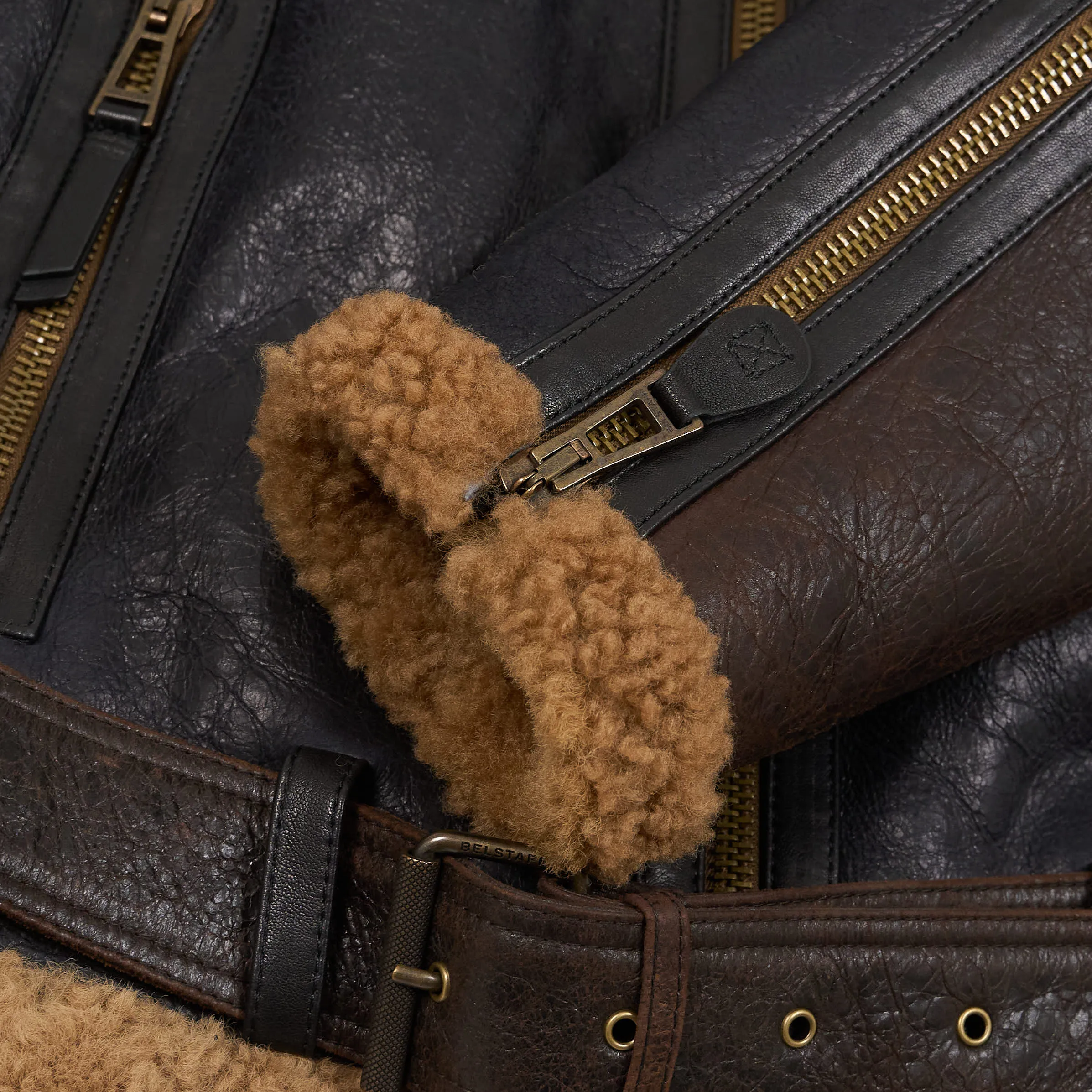 Belstaff Ladies Aviator Shearling Leather Jacket
