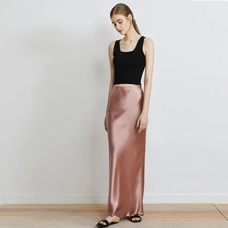 Bias-Cut Satin Skirt