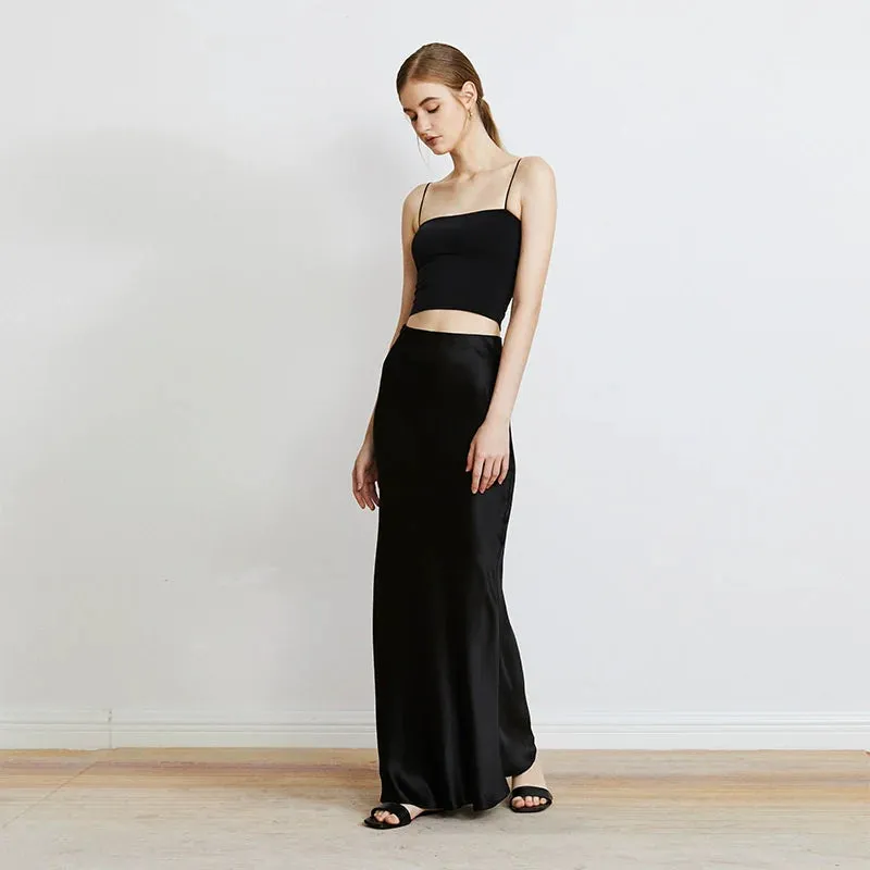 Bias-Cut Satin Skirt