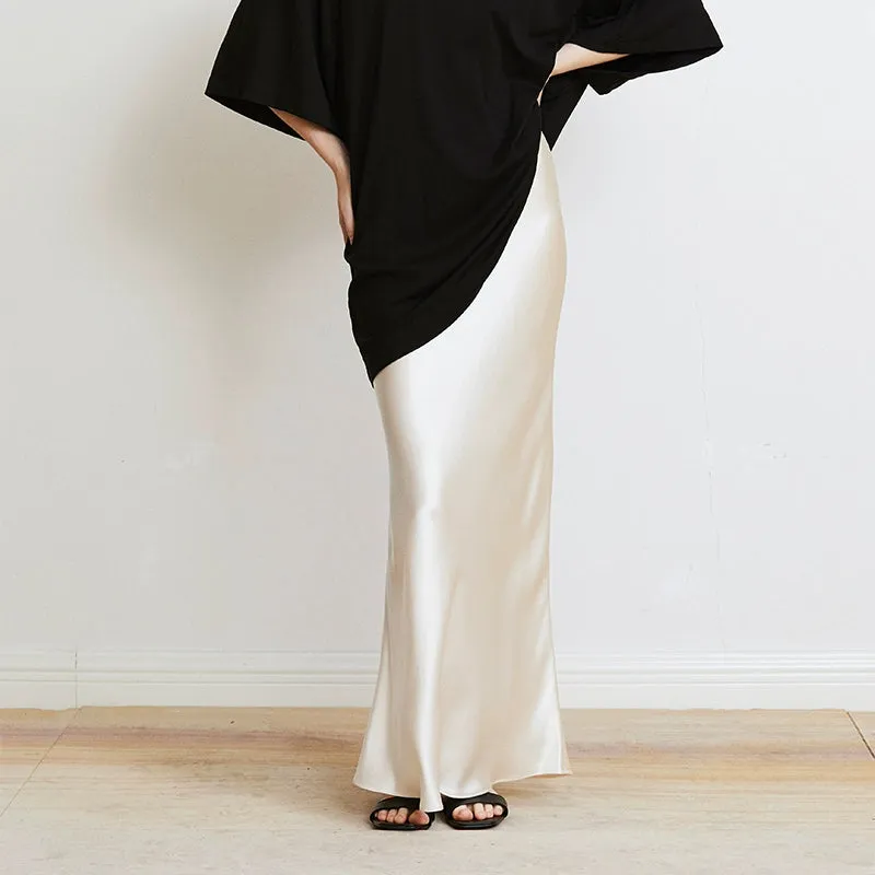 Bias-Cut Satin Skirt