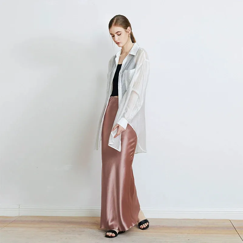 Bias-Cut Satin Skirt