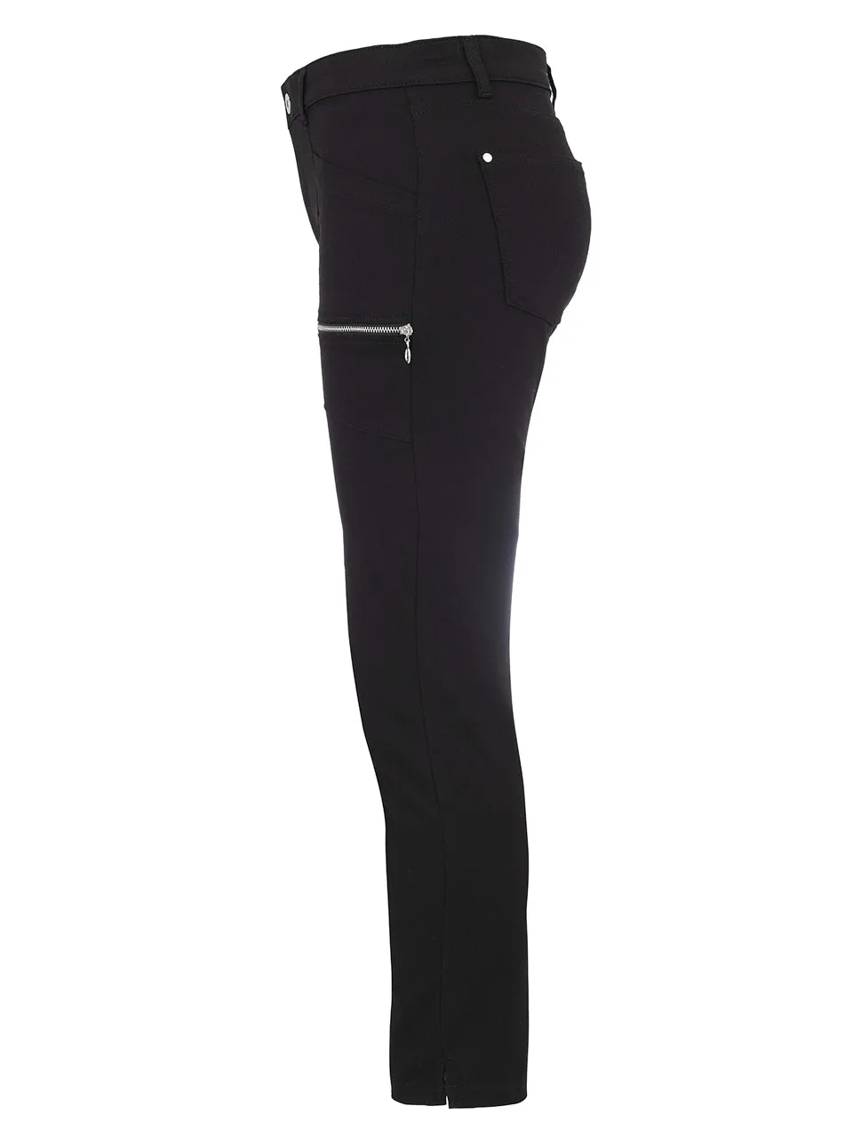 Black Cargo Zip Pocket Slim Leg Pants