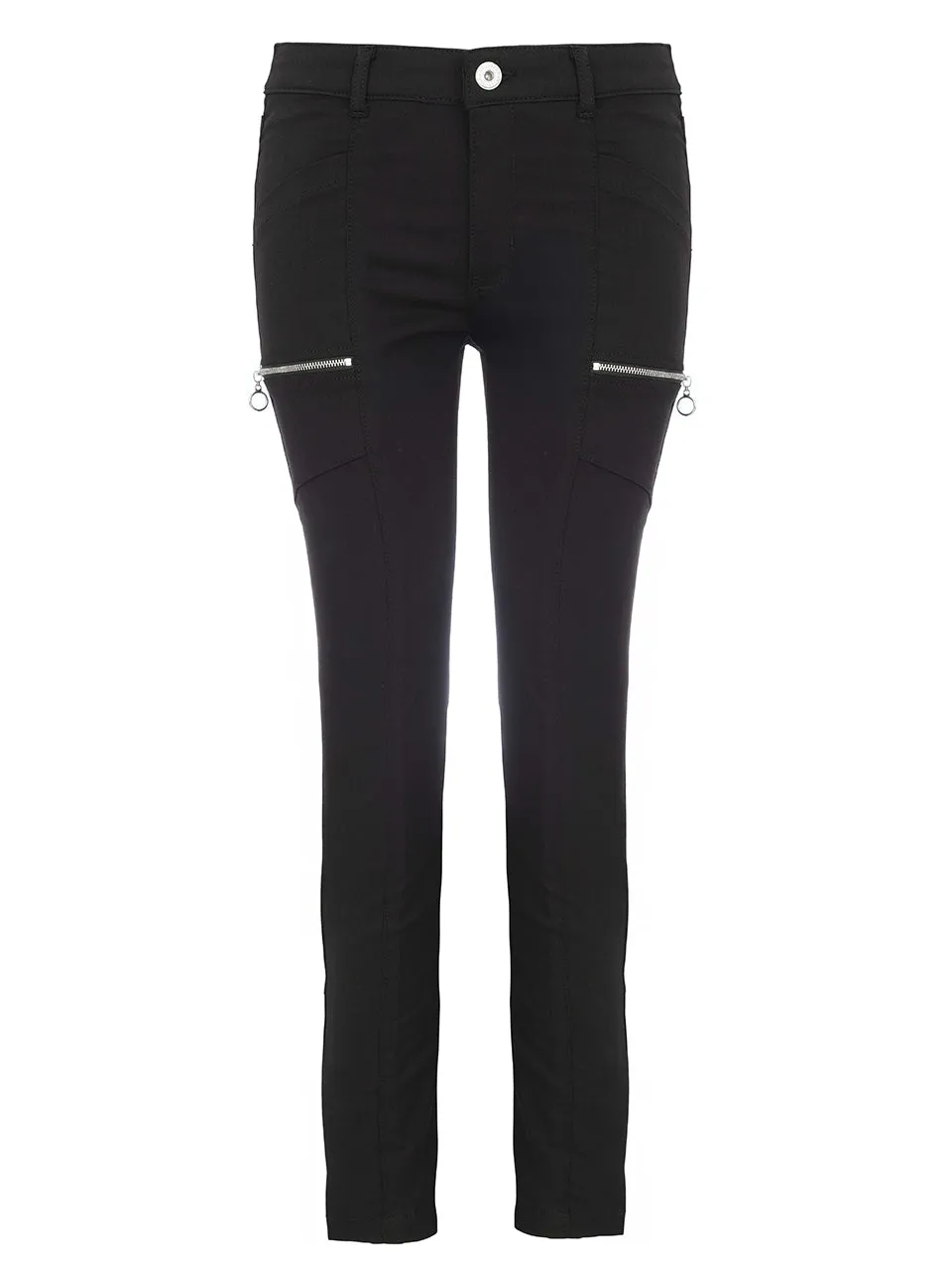 Black Cargo Zip Pocket Slim Leg Pants