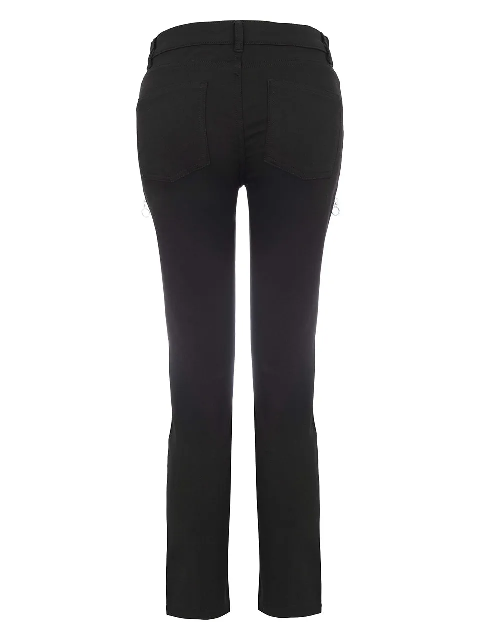 Black Cargo Zip Pocket Slim Leg Pants