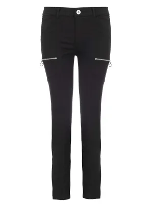 Black Cargo Zip Pocket Slim Leg Pants