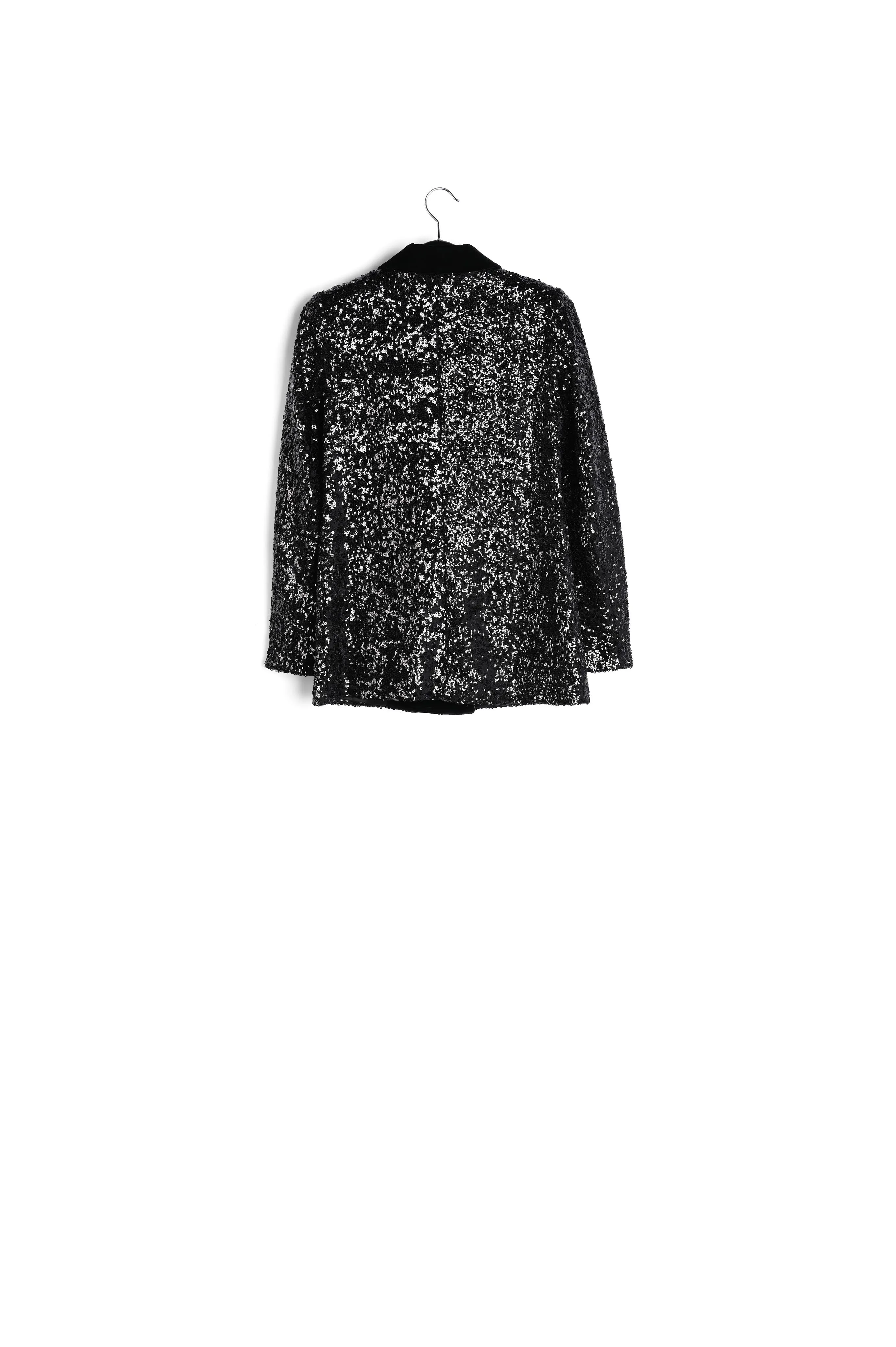 Black sequined double-breasted blazer