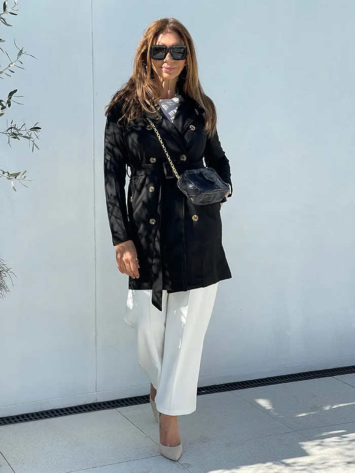 Black Suede Button Coat
