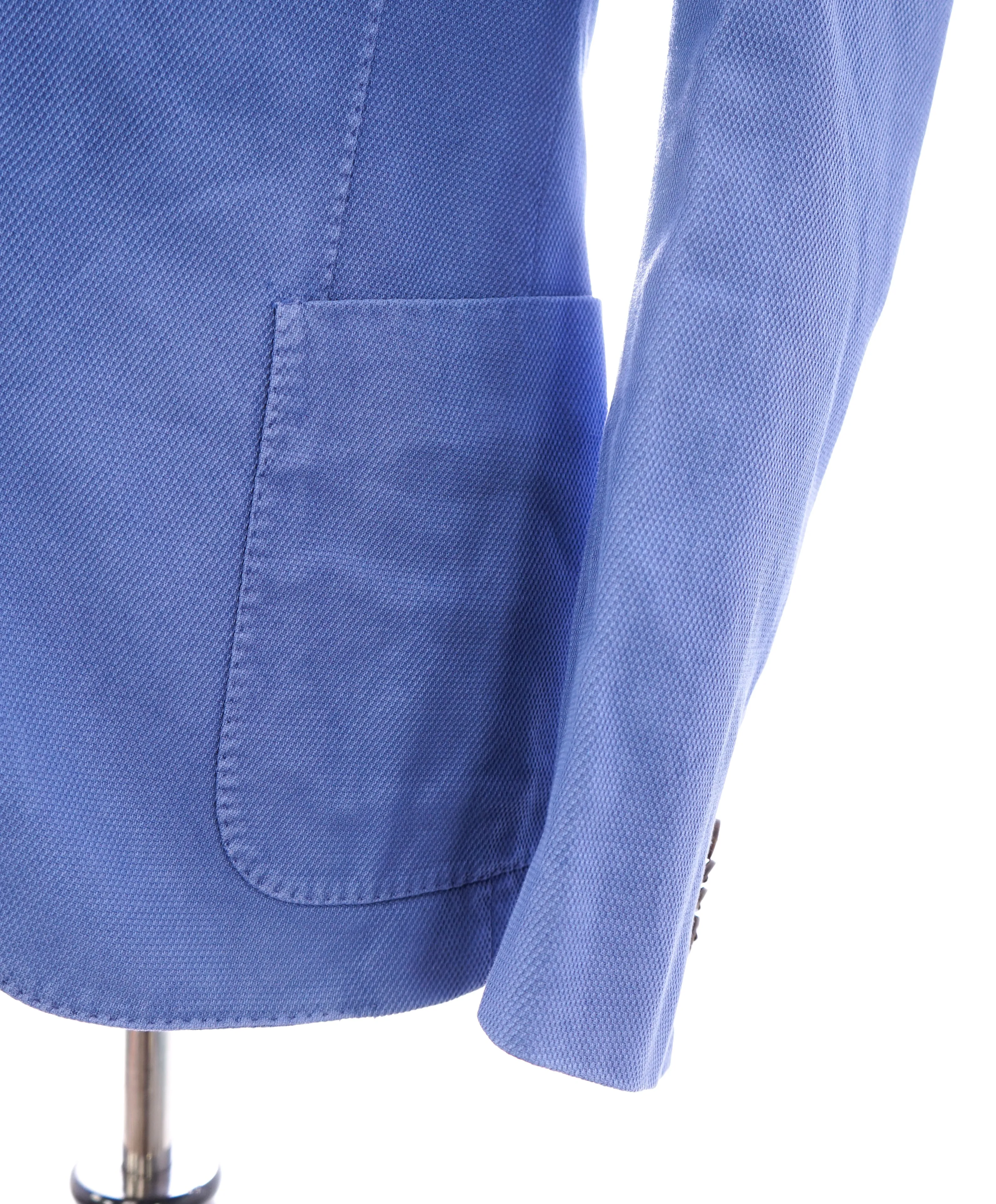 BOGLIOLI - Milano Semi-Lined Deconstructed Blue Textured Cotton Suit- 38R