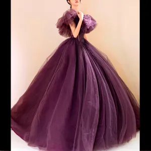 Boho Off the Shoulder Purple Wedding Dress for Women