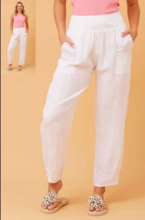 Bottega Moda Linen Pants White