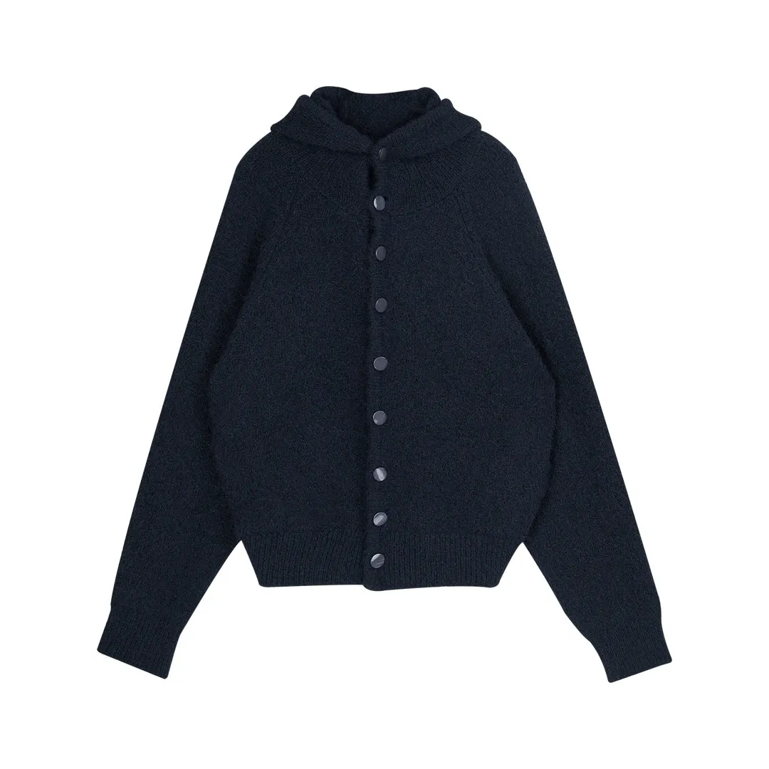 Brushed Mohair Hooded Cardigan