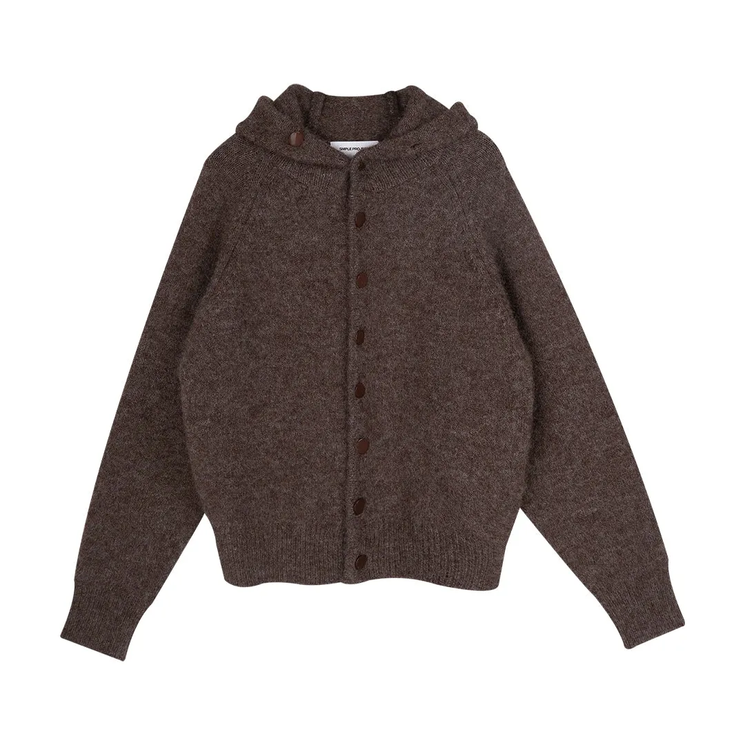 Brushed Mohair Hooded Cardigan