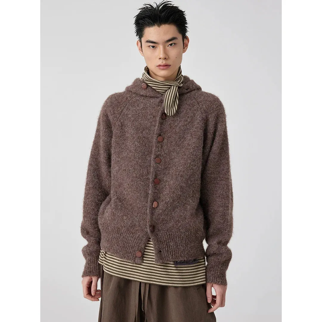 Brushed Mohair Hooded Cardigan