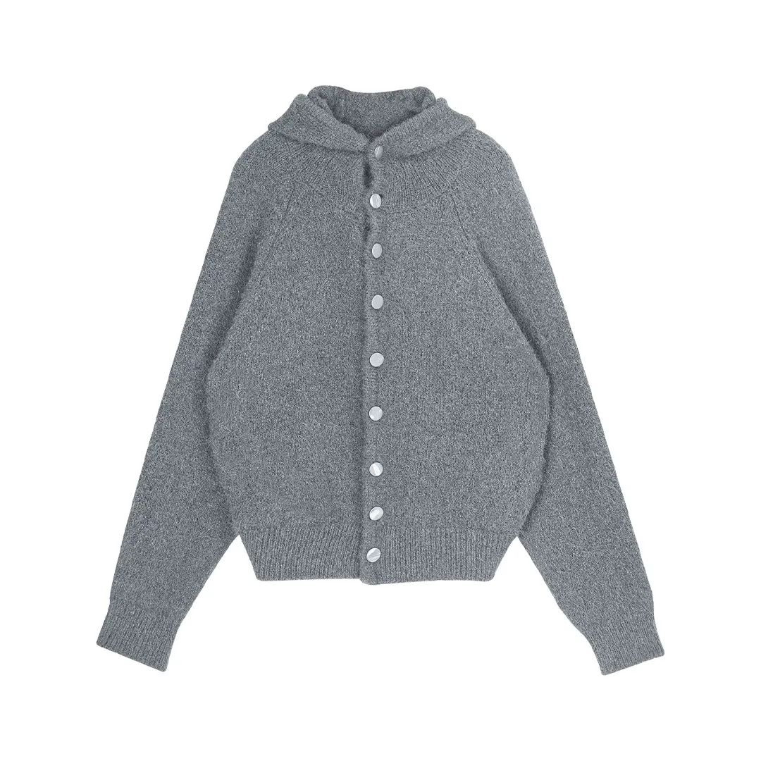 Brushed Mohair Hooded Cardigan