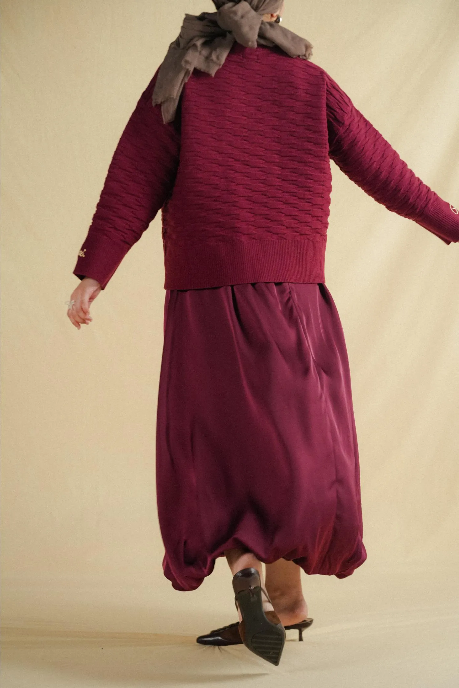 BUBBLE SKIRT IN BURGUNDY