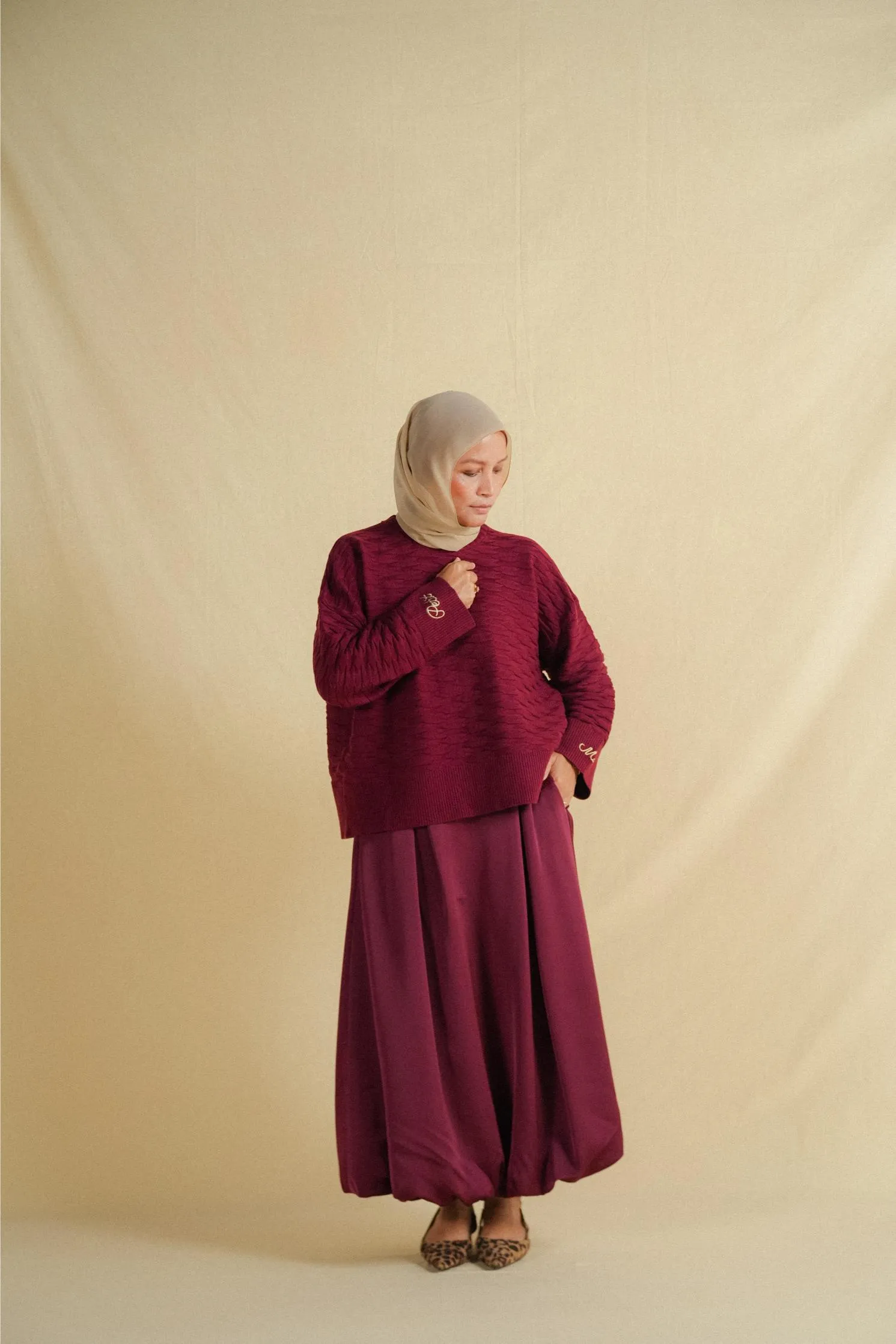 BUBBLE SKIRT IN BURGUNDY