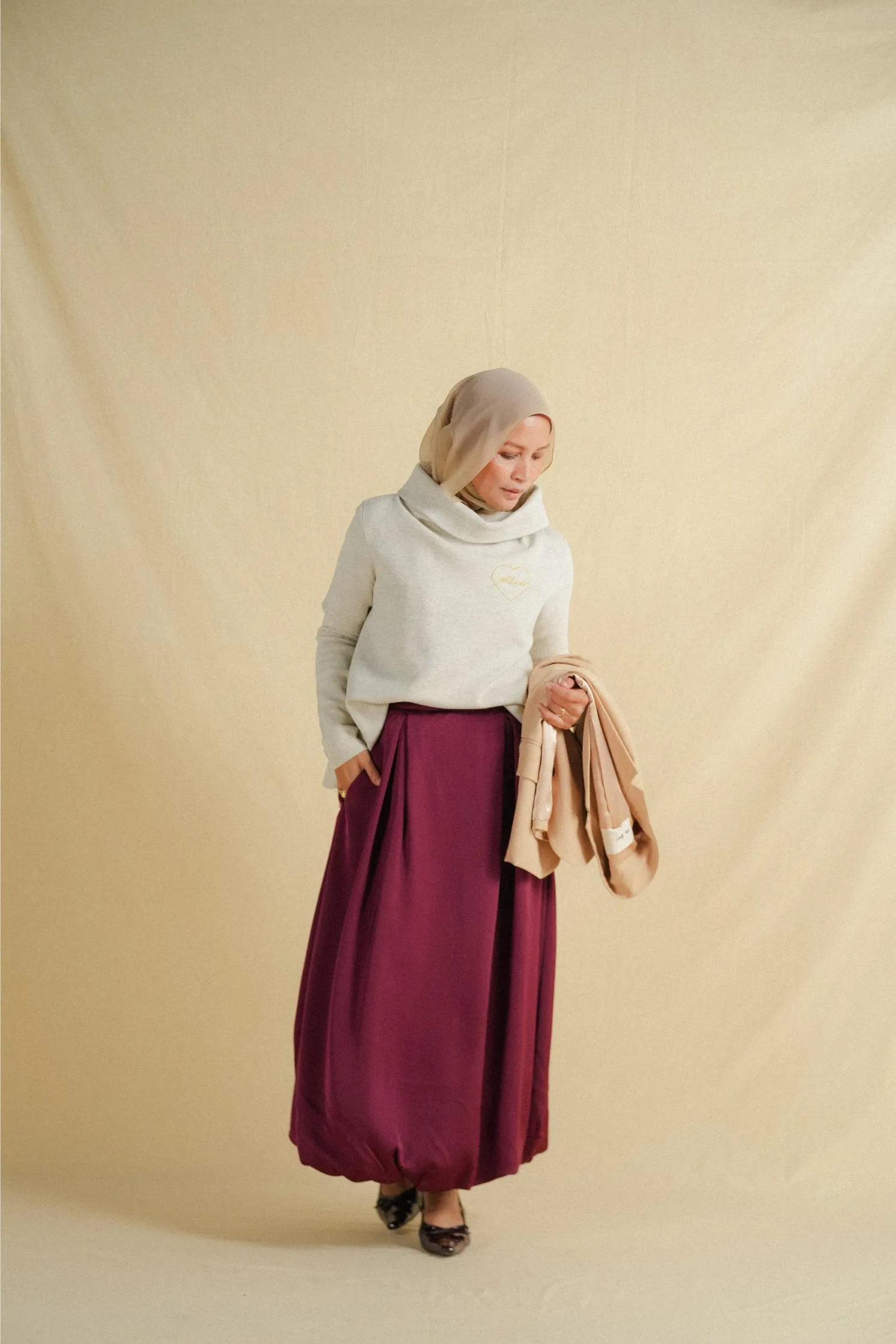 BUBBLE SKIRT IN BURGUNDY