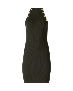 Button-Embellished Mini Dress