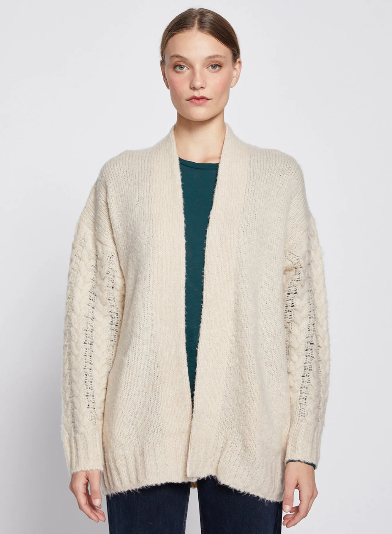 Cableknit Sleeve Cardigan