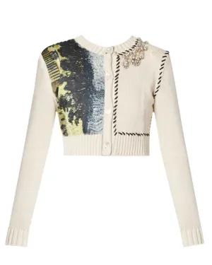 Calico Long Sleeve Cropped Cardigan