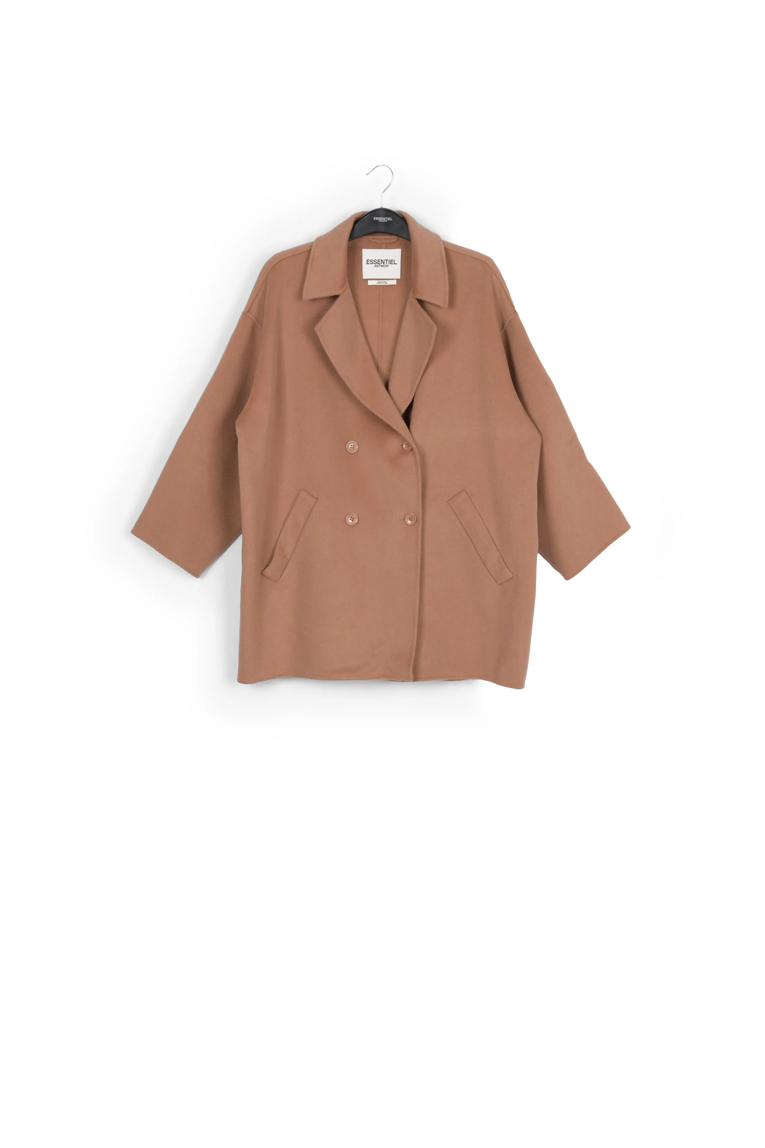 Camel double-breasted wool coat