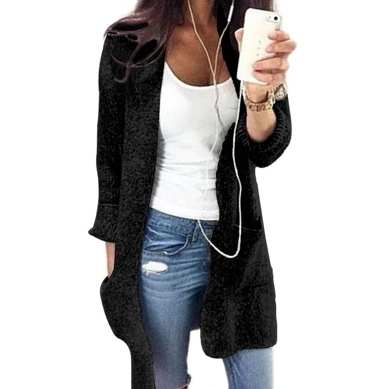 Cardigan Coat Women's Long Long Sleeve Large Pocket Sweater