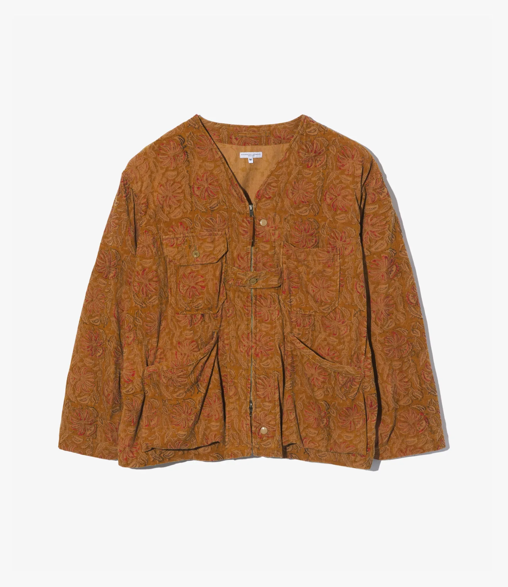 Cardigan Jacket – Khaki Floral Printed Corduroy
