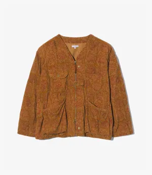 Cardigan Jacket – Khaki Floral Printed Corduroy