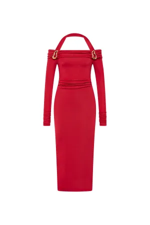 Carmine Off The Shoulder Midi Dress