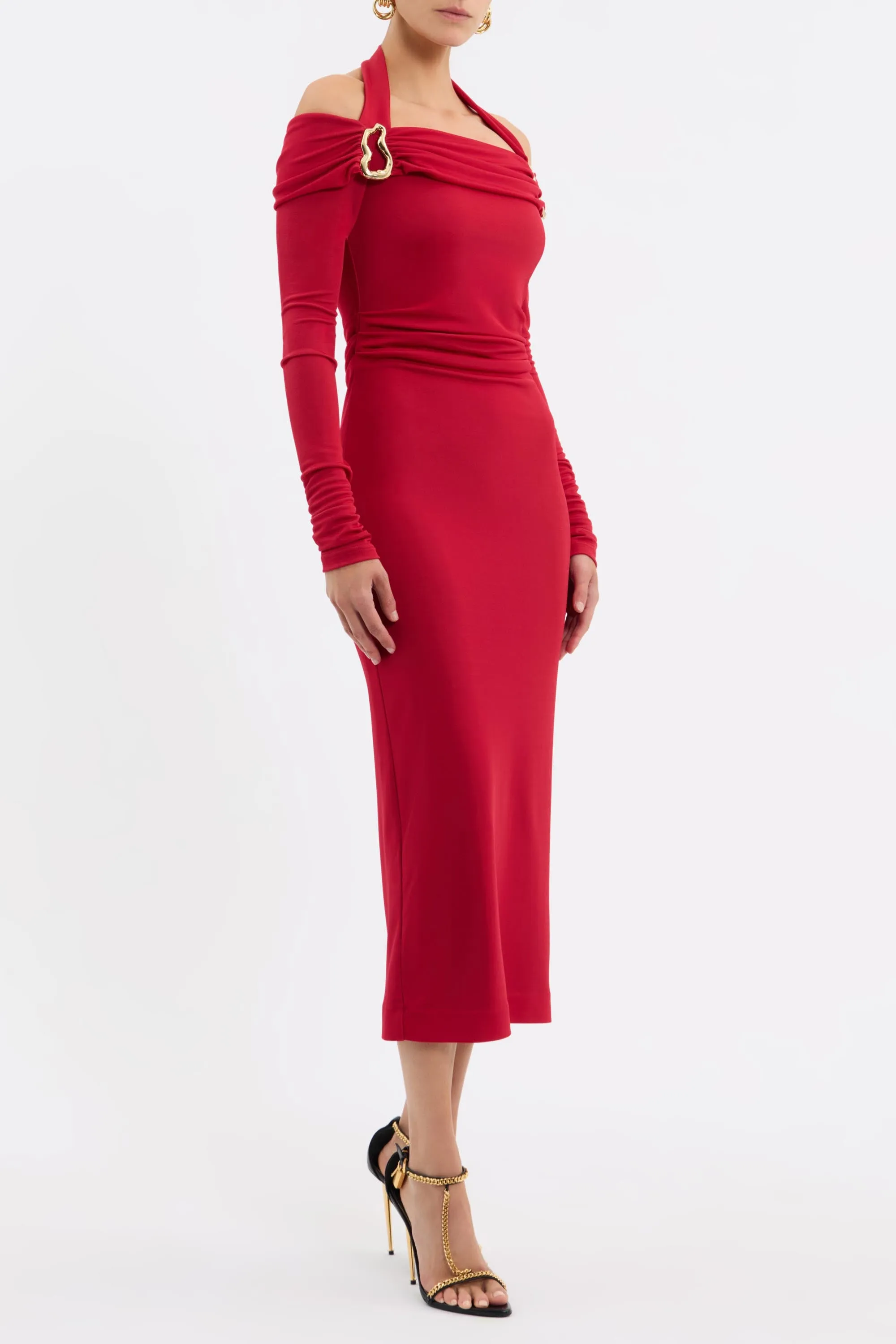 Carmine Off The Shoulder Midi Dress