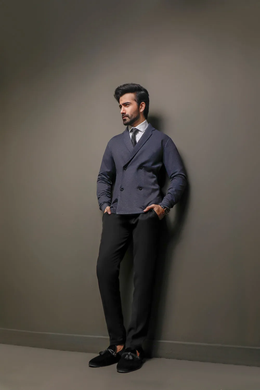 Charcoal Double Breasted Cardigan
