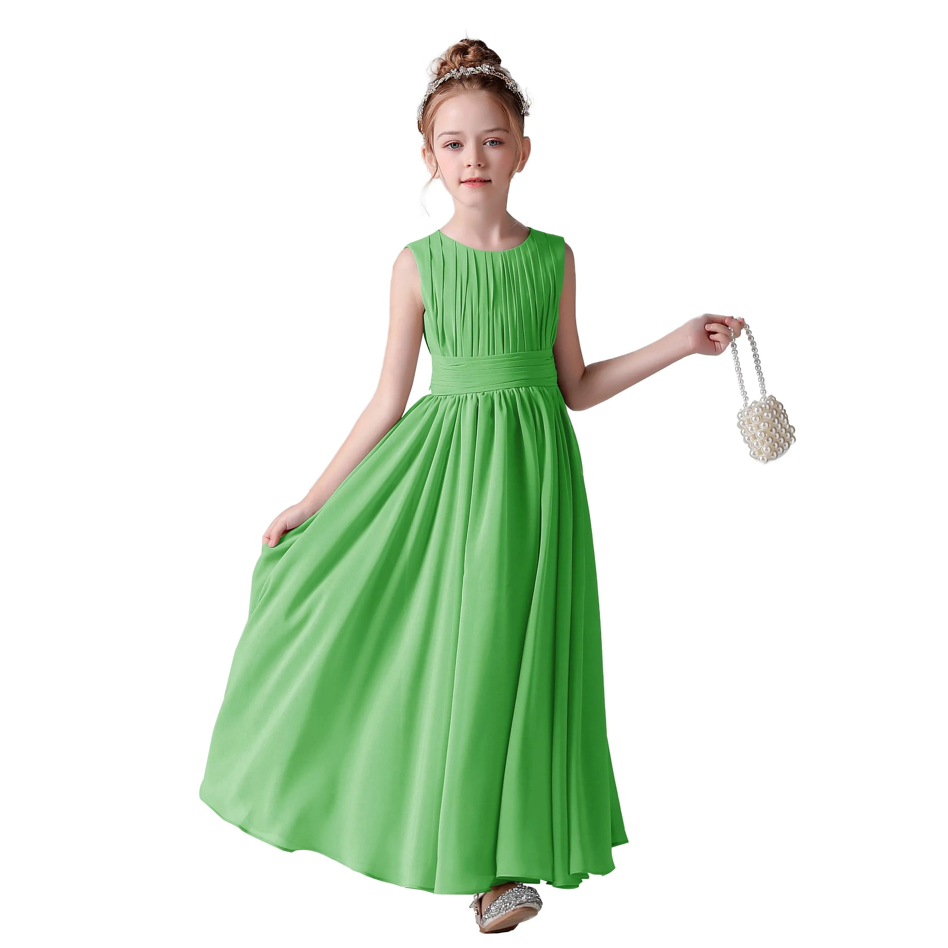Chiffon Pleated Flower Girl Dress