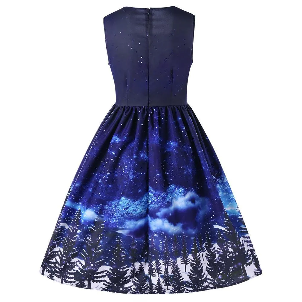 Christmas Night Square Neck Dress