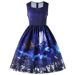 Christmas Night Square Neck Dress