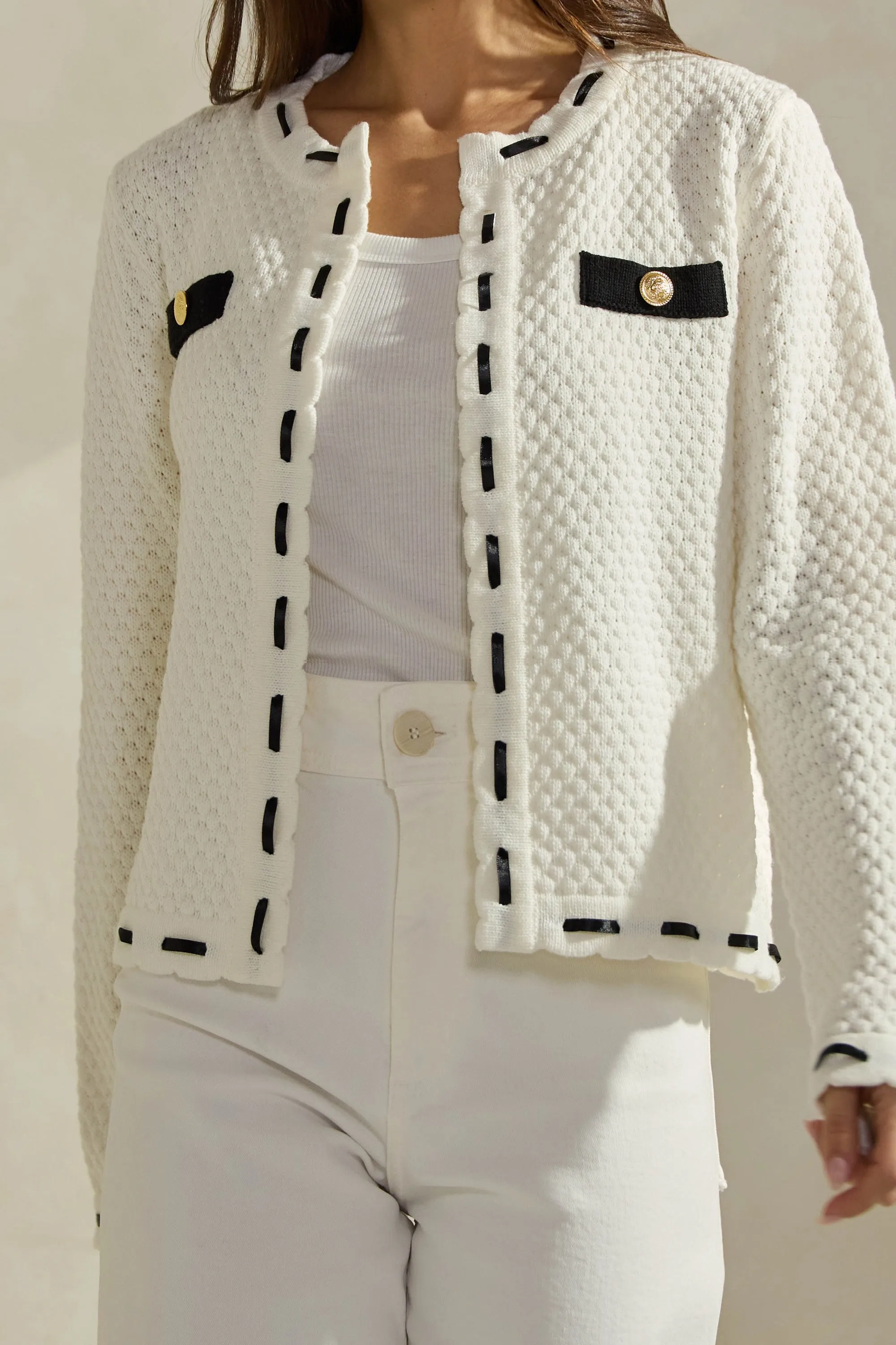 Contrast Trim Cardigan