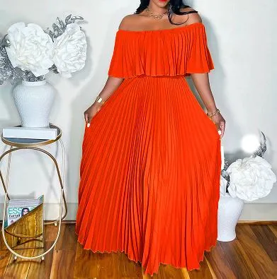 Crisanta - Sexy off-the-shoulder pleated dress