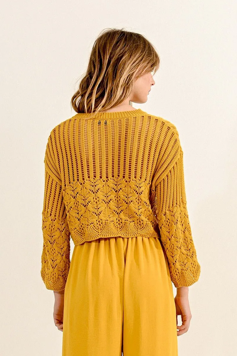 CROPPED JUMPER IN POINTELLE KNIT