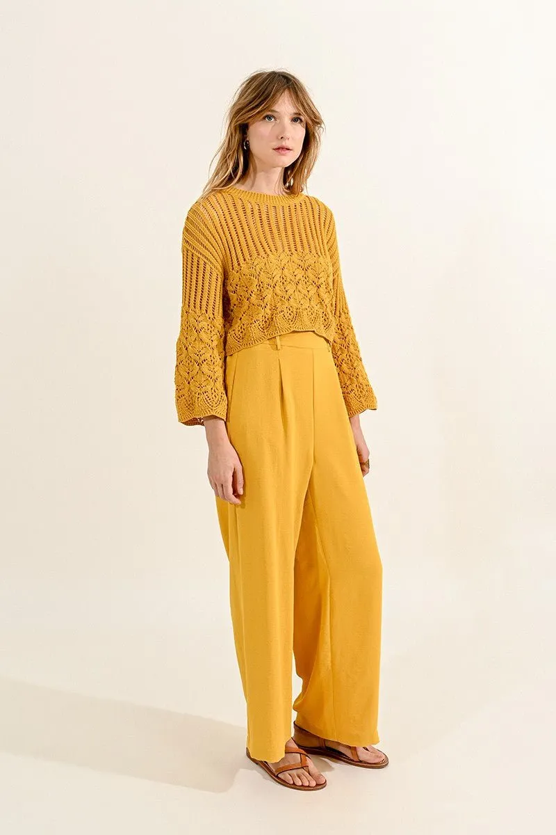 CROPPED JUMPER IN POINTELLE KNIT