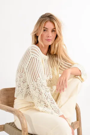 CROPPED JUMPER IN POINTELLE KNIT
