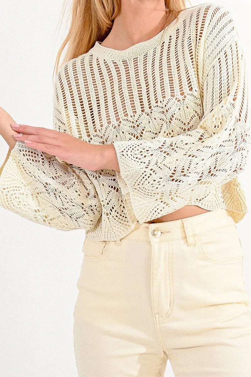CROPPED JUMPER IN POINTELLE KNIT
