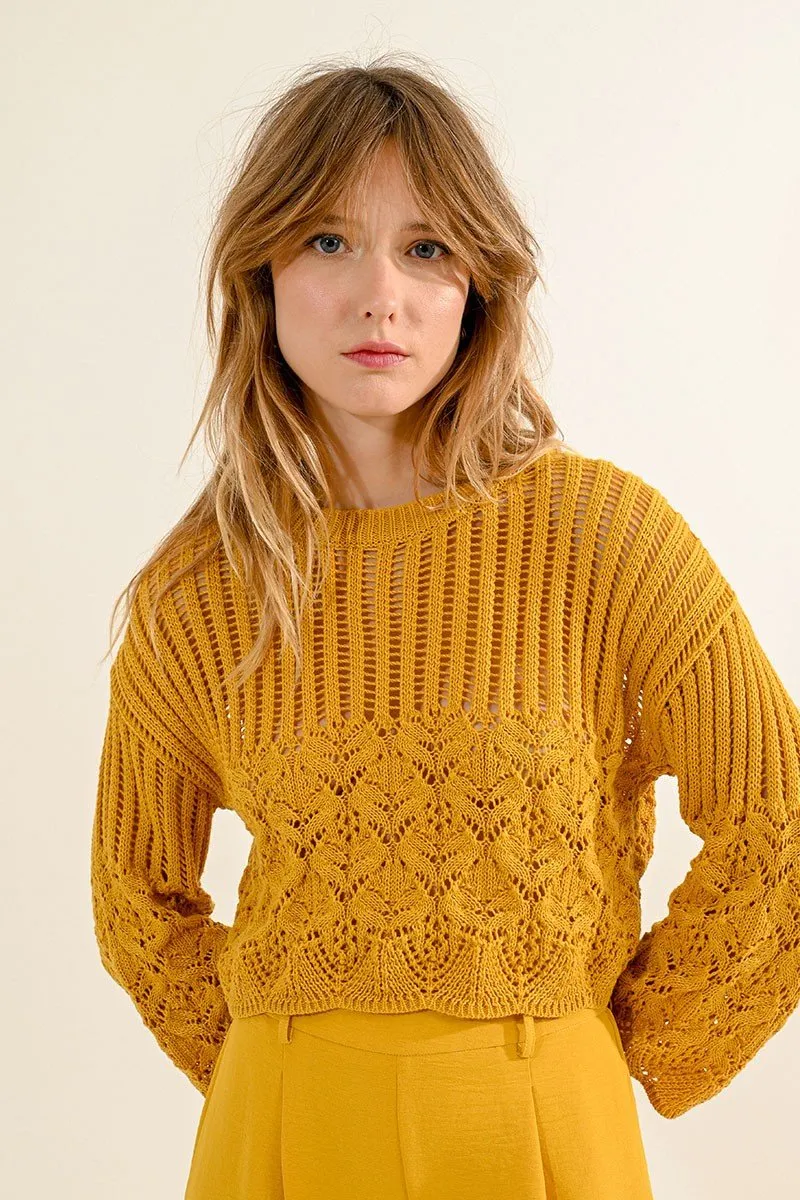 CROPPED JUMPER IN POINTELLE KNIT