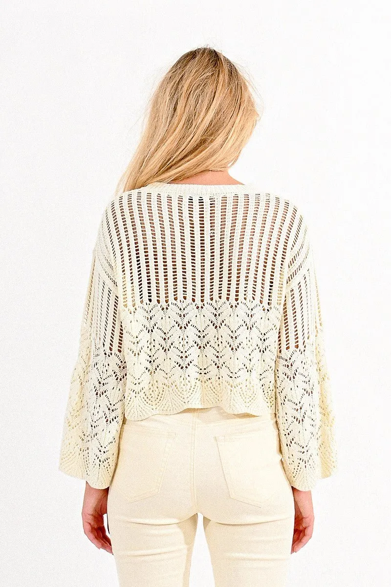 CROPPED JUMPER IN POINTELLE KNIT