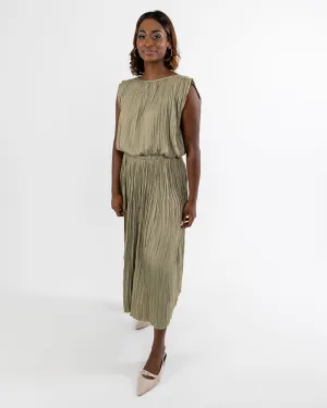Crushed Satin Midi Skirt
