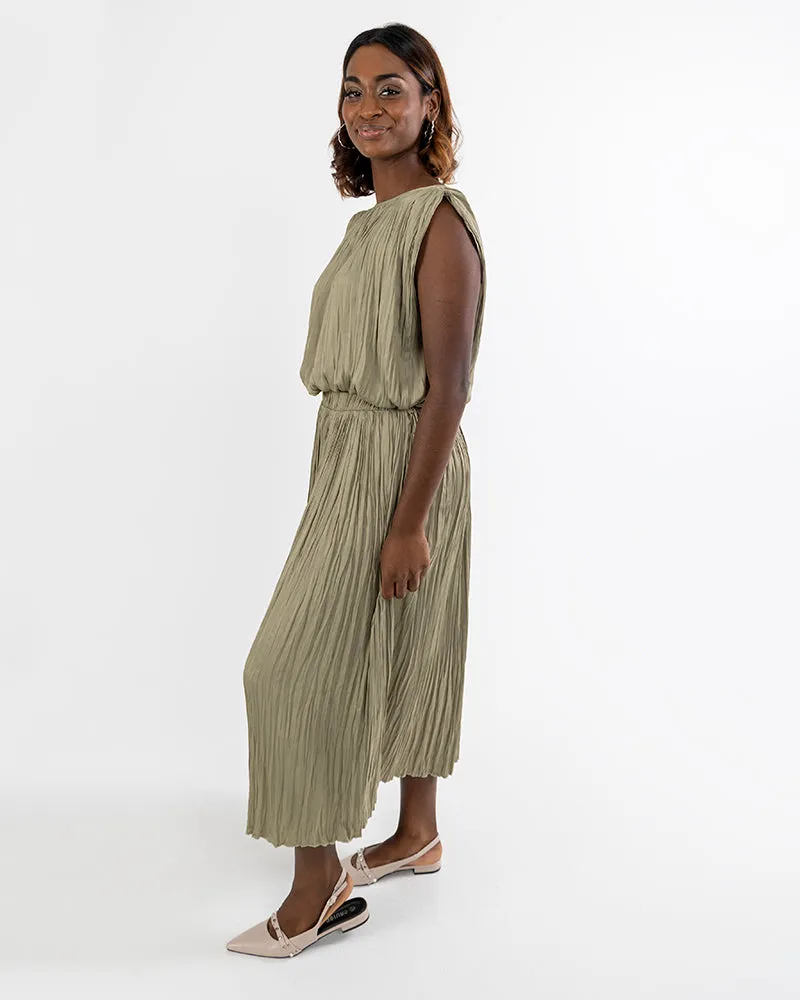 Crushed Satin Midi Skirt