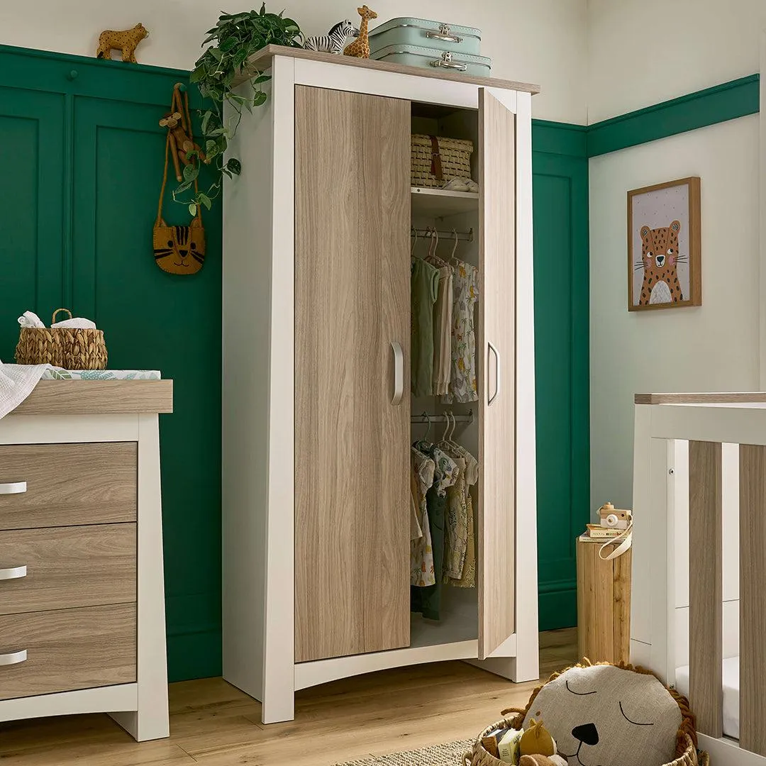 CuddleCo Ada Double Wardrobe - White/Ash