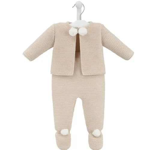Dandelion 2pc Unisex Pom pom knitted  pram suit Outfit