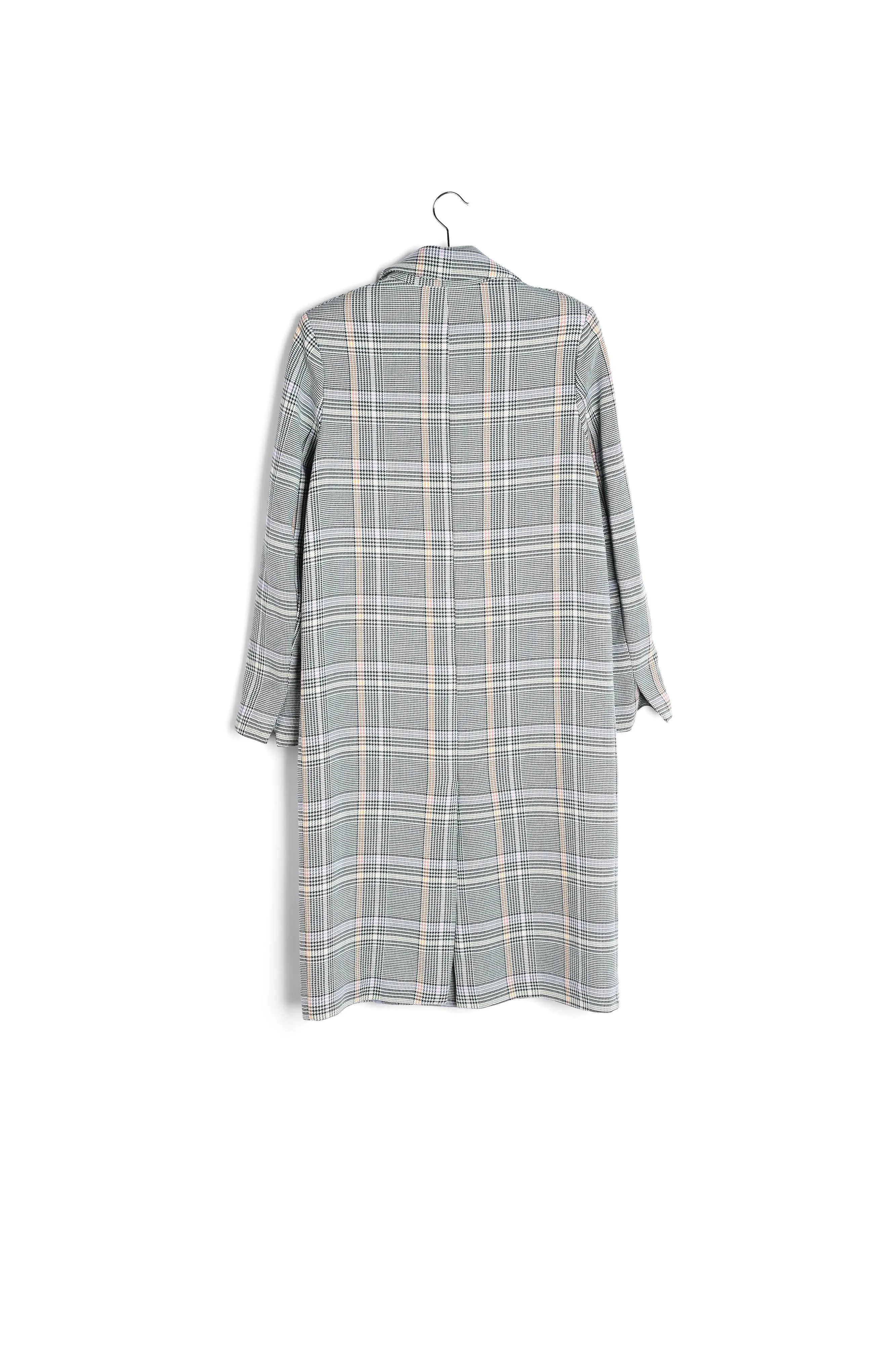 Dark green plaid double-breasted coat