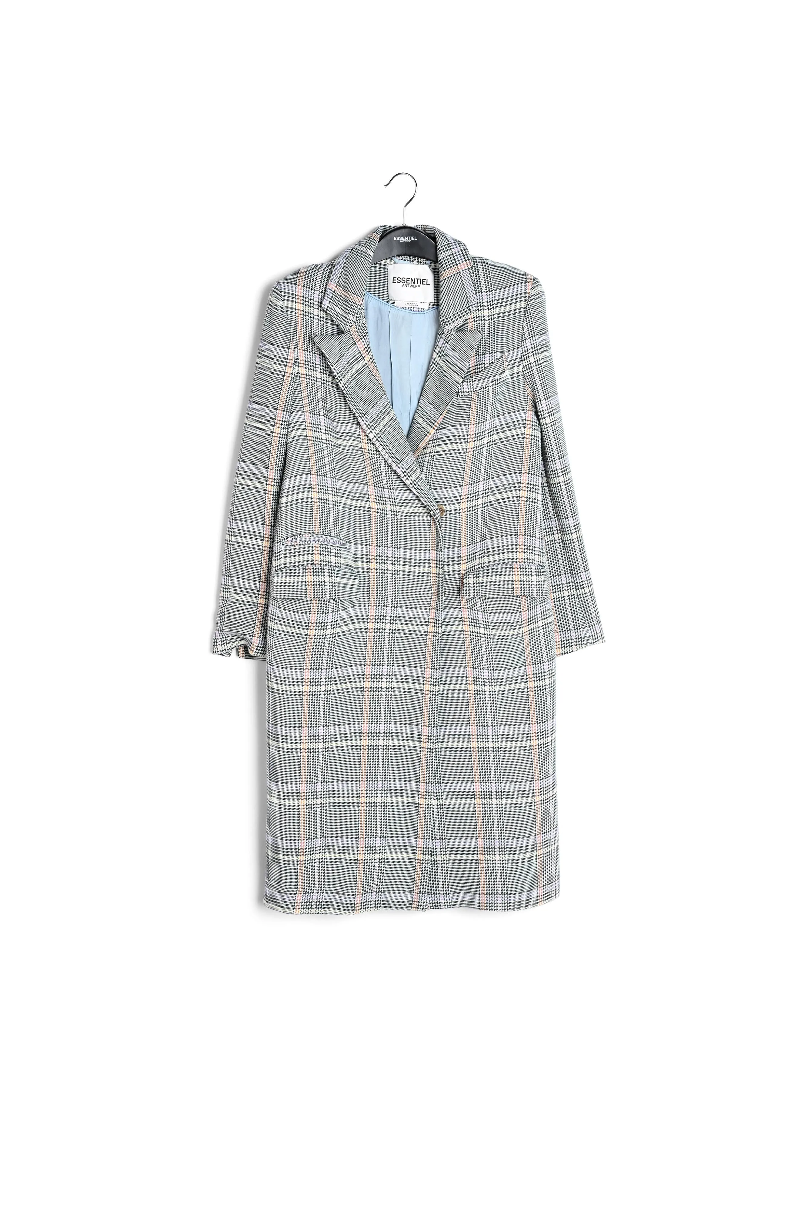 Dark green plaid double-breasted coat