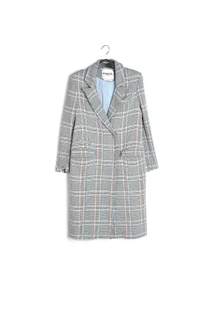 Dark green plaid double-breasted coat