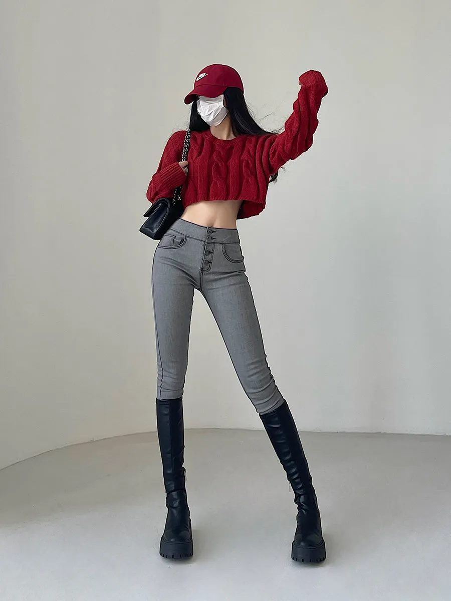 Dayana Washed Denim Slim Pencil Leg Jeans Pants